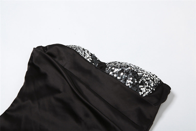 Black Embellished Off-Shoulder Bodycon Mini Dress