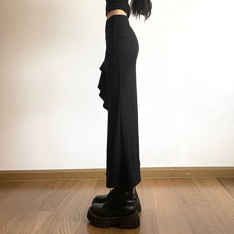 Black Flared Midi Skirt
