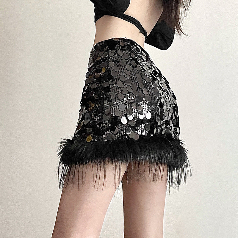 Black Embellished Peplum Skirt