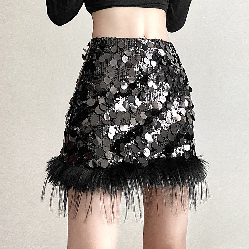 Black Embellished Peplum Skirt