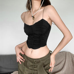 Women Solid Sweetheart Neck Corset Top