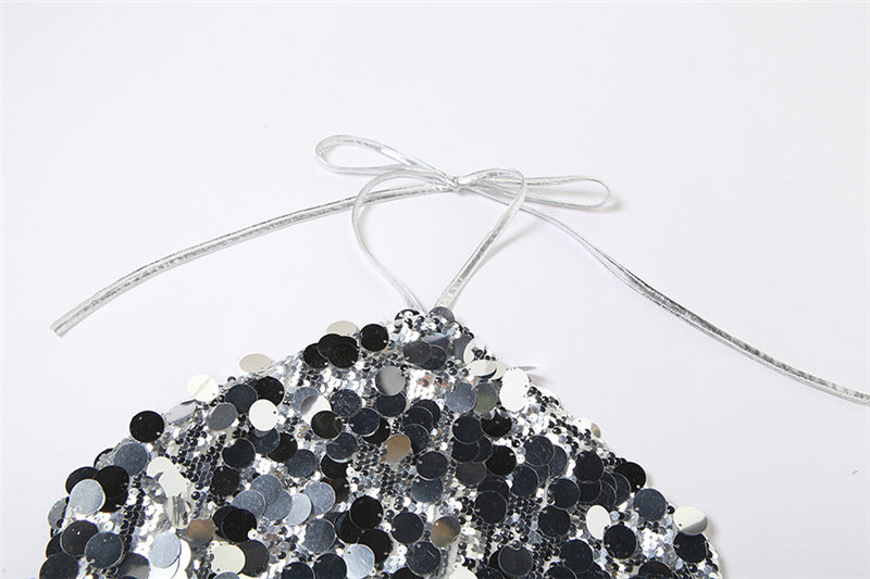 Embellished Tie-Up Neck Styled Back Crop Top