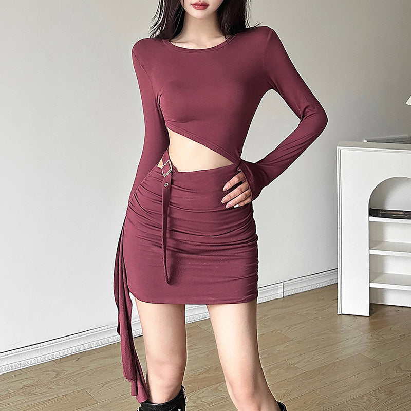 Red Ruched Cut Outs Bodycon Mini Dress
