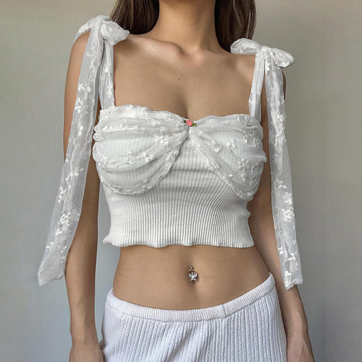 Women Solid Tie-Up Neck Top