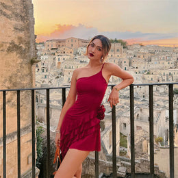 Ruffled Sheath Midi Dress