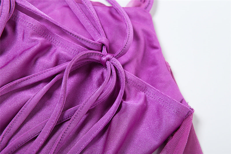 Shoulder Straps Sleeveless Ruffled Sheath Mini Dress