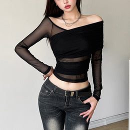 Black Off-Shoulder Bardot Crop Top