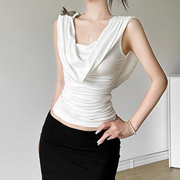 Striped Cowl Neck Georgette Top