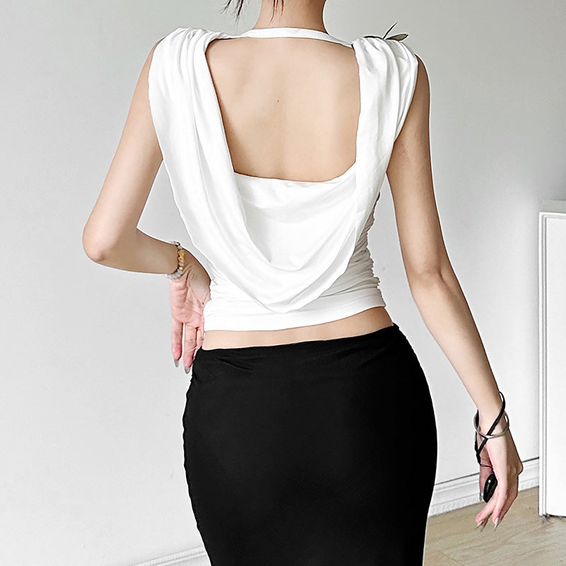 Striped Cowl Neck Georgette Top