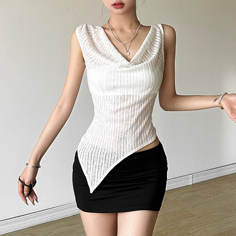 Women Cowl Neck Sleeveless Top