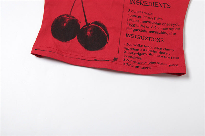 Women Cherry Vodka Sour Graphic Tube Top
