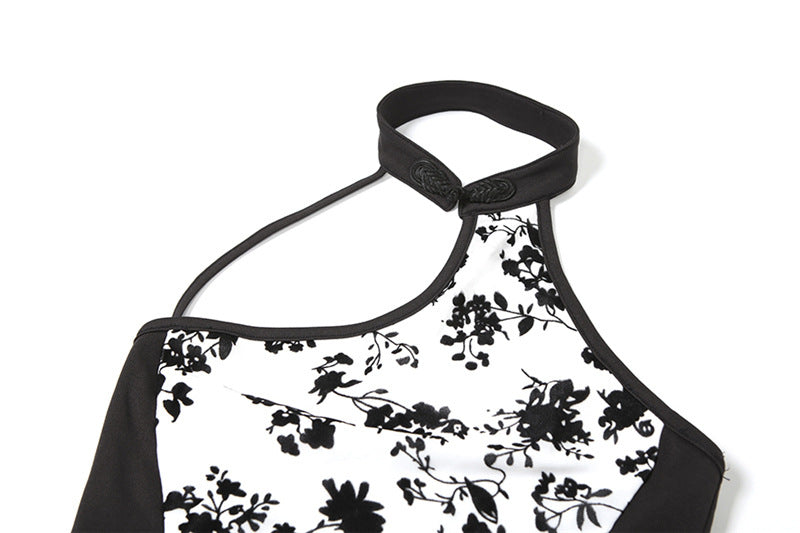 Floral Print Halter Neck Bodycon Mini Dress