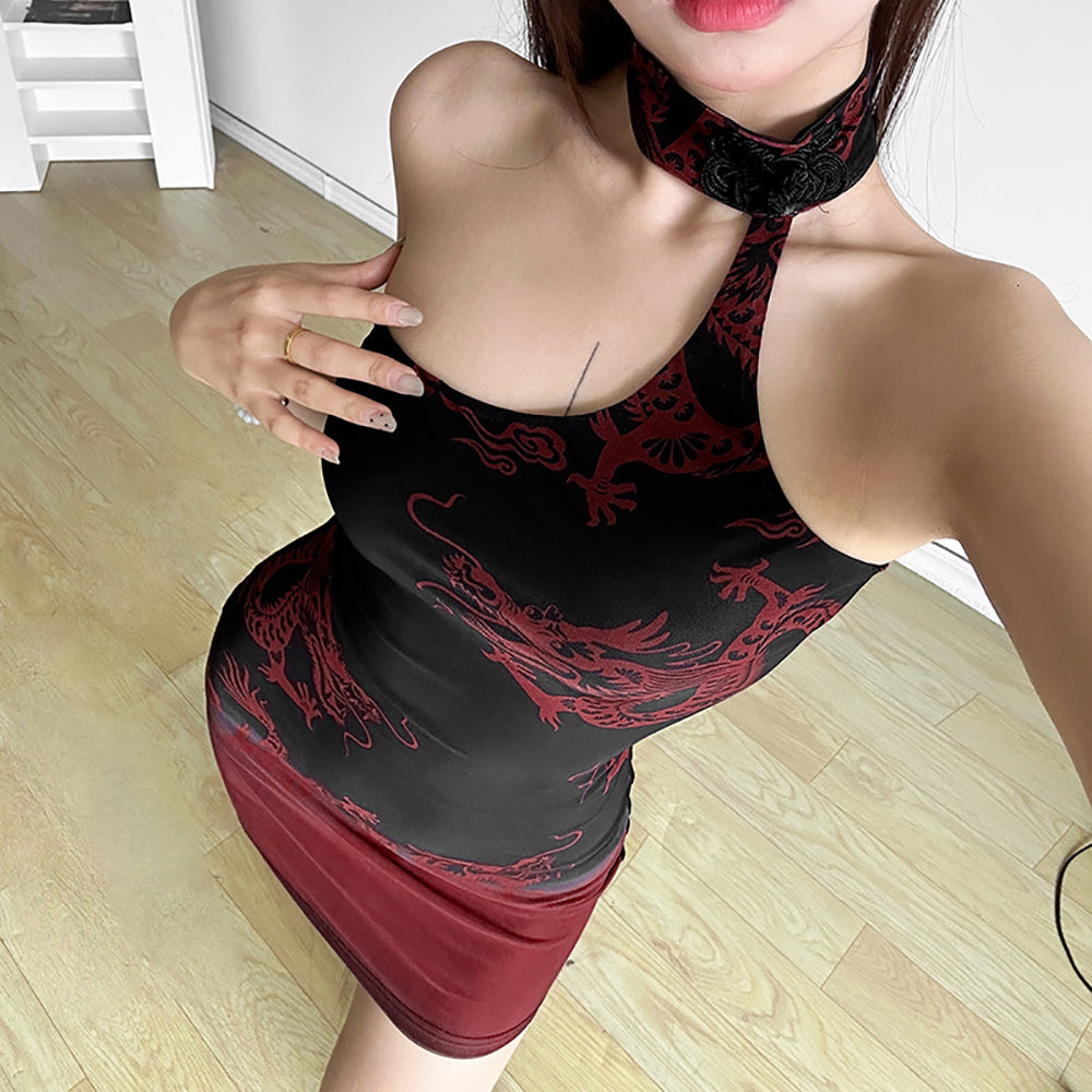 Ethnic Motifs Print Bodycon Mini Dress
