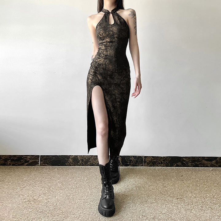 Keyhole Neck Bodycon Midi Dress