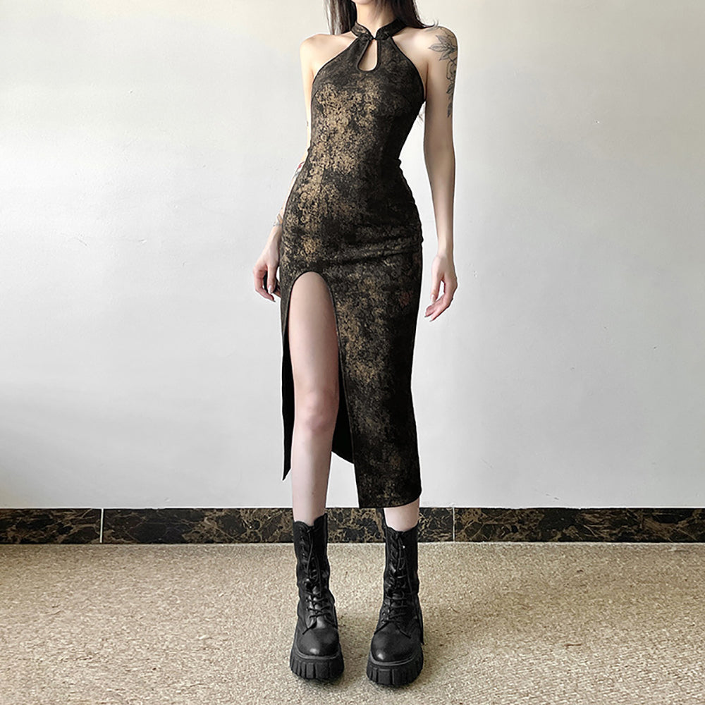Keyhole Neck Bodycon Midi Dress