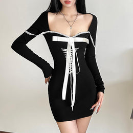 Women Sweetheart Neck Bodycon Mini Dress
