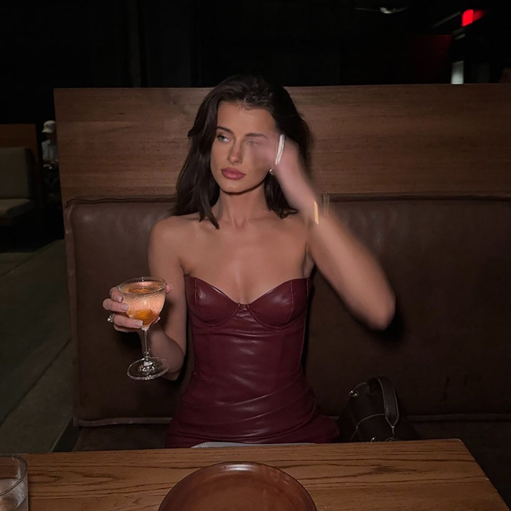 Solid Bandeau Mini Dress