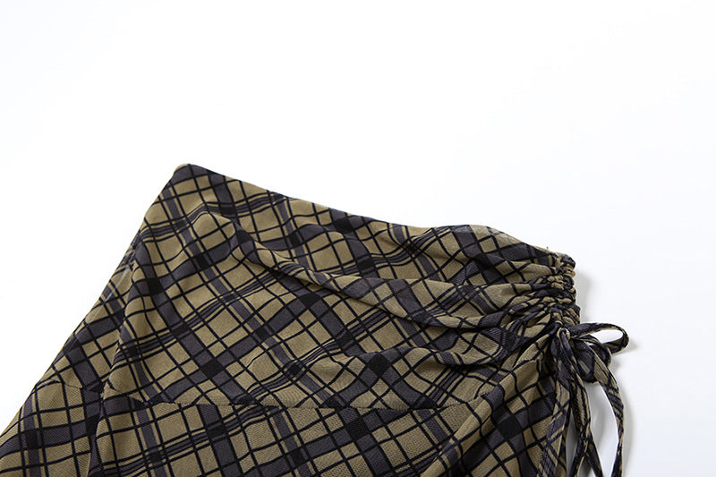 Checked Flared Midi Skirt