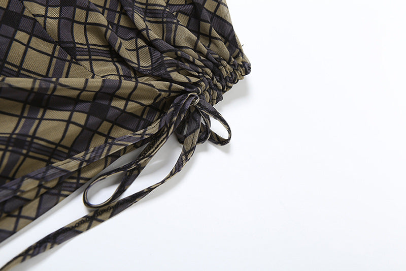 Checked Flared Midi Skirt