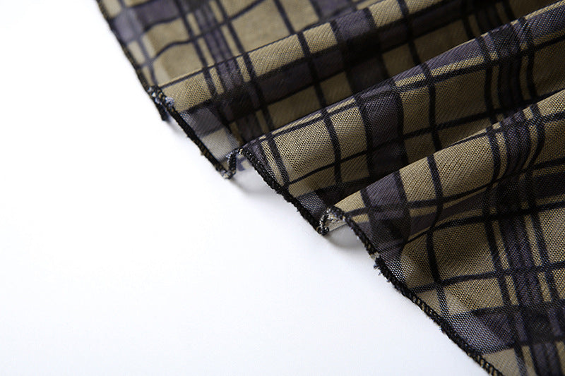 Checked Flared Midi Skirt