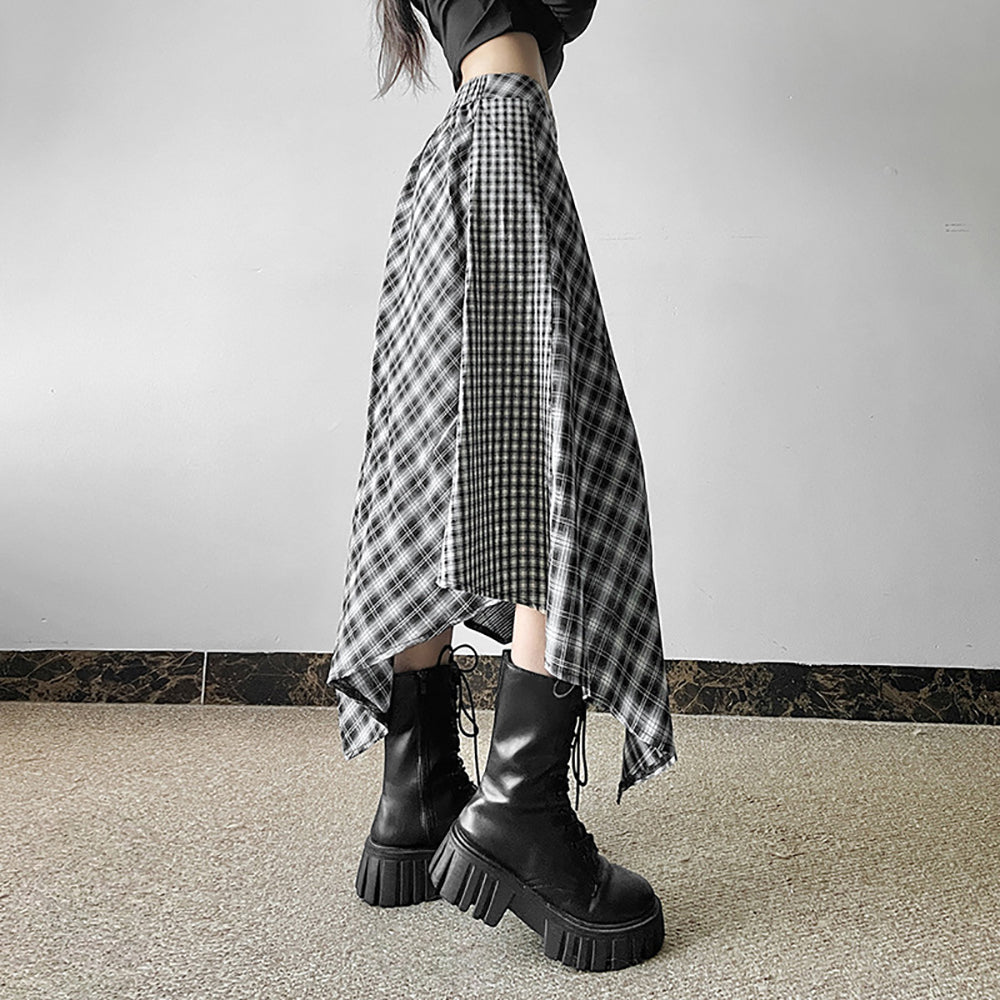 Women Checked Flared Maxi Skirt