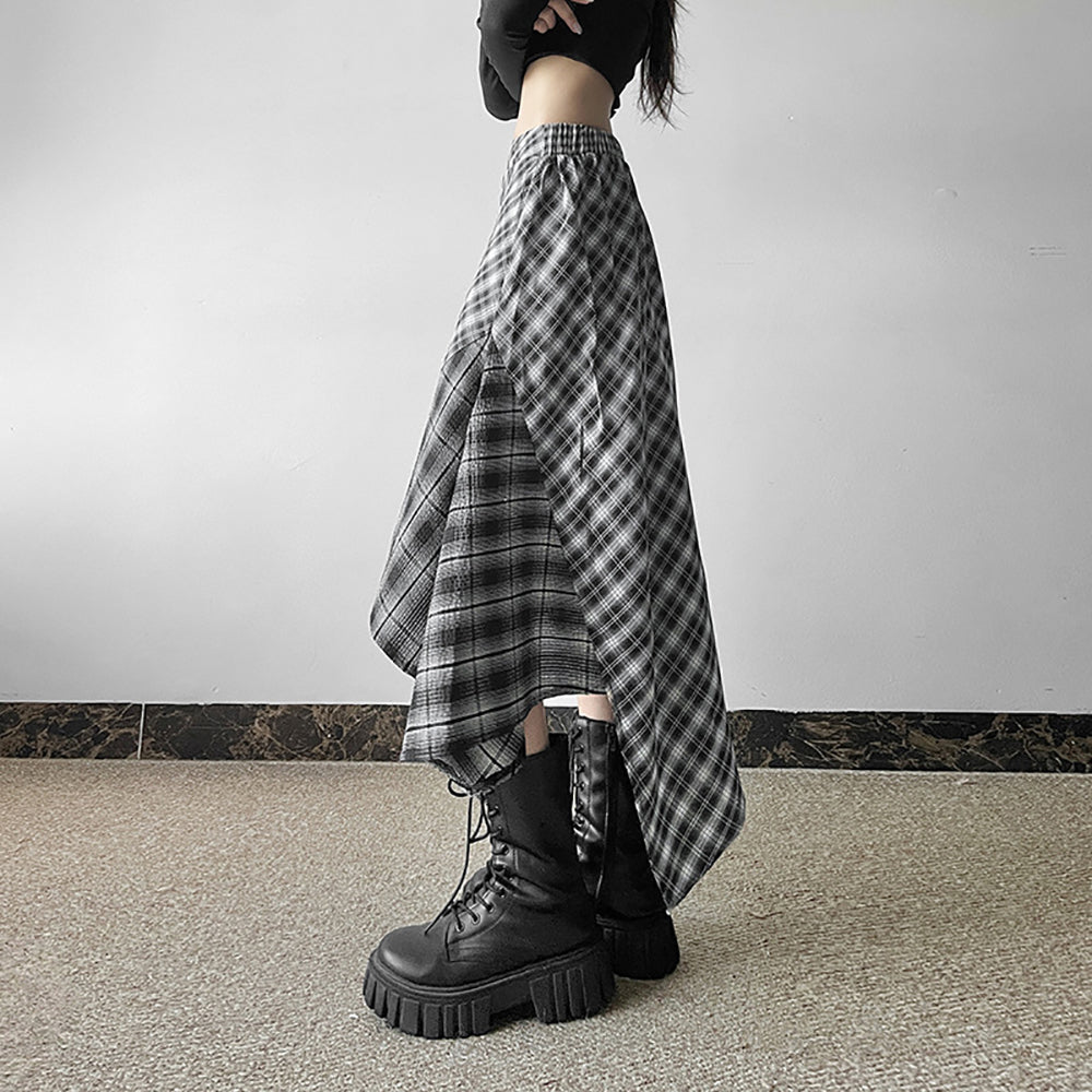 Women Checked Flared Maxi Skirt