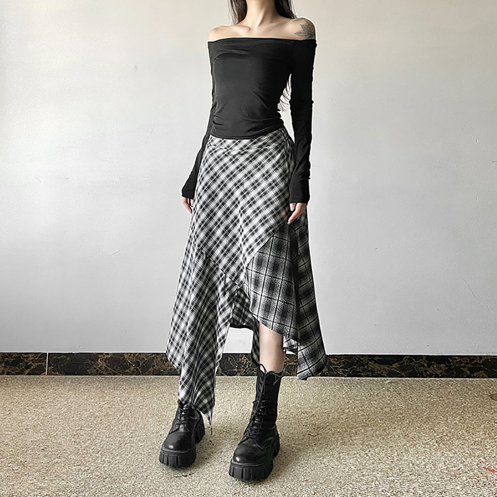 Women Checked Flared Maxi Skirt