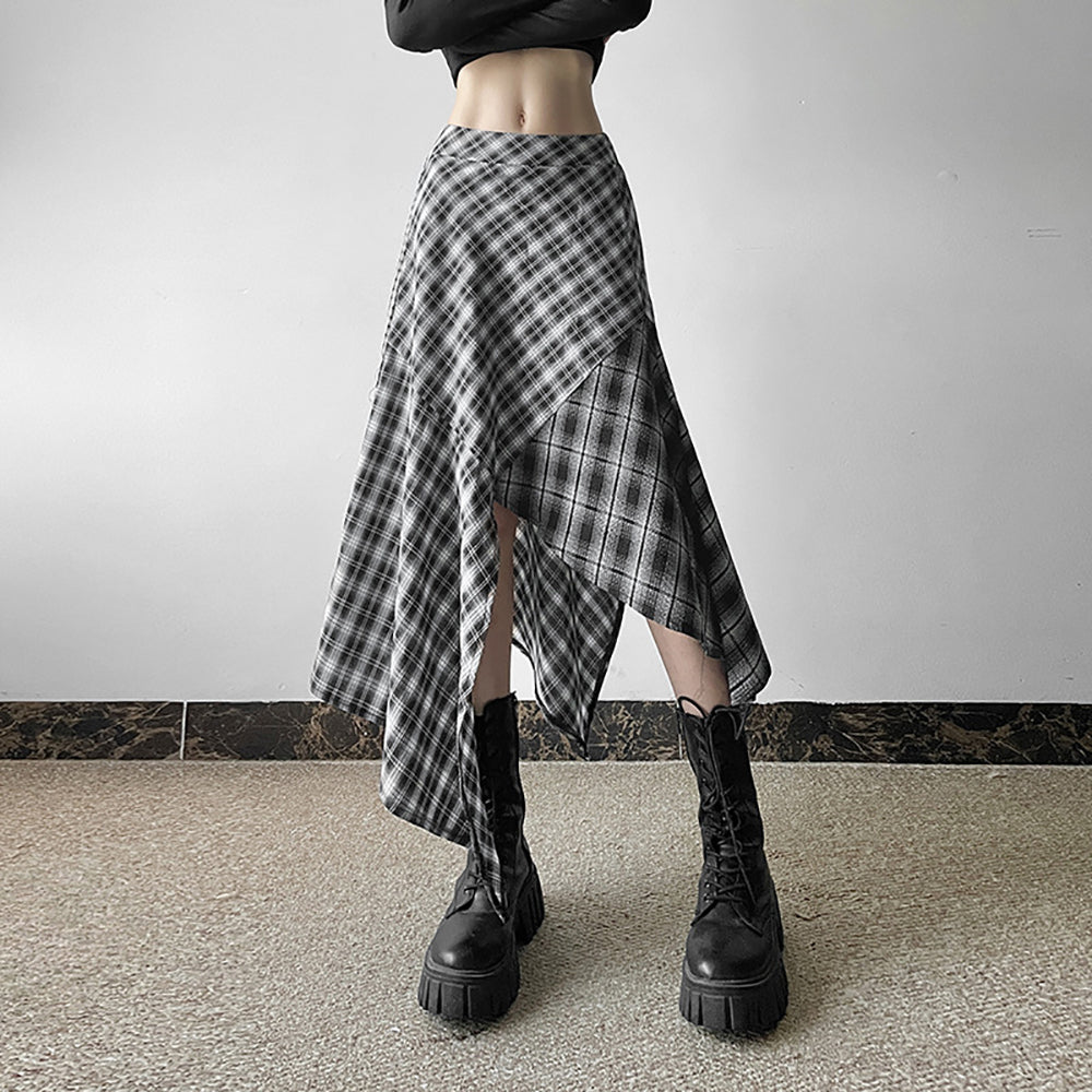 Women Checked Flared Maxi Skirt