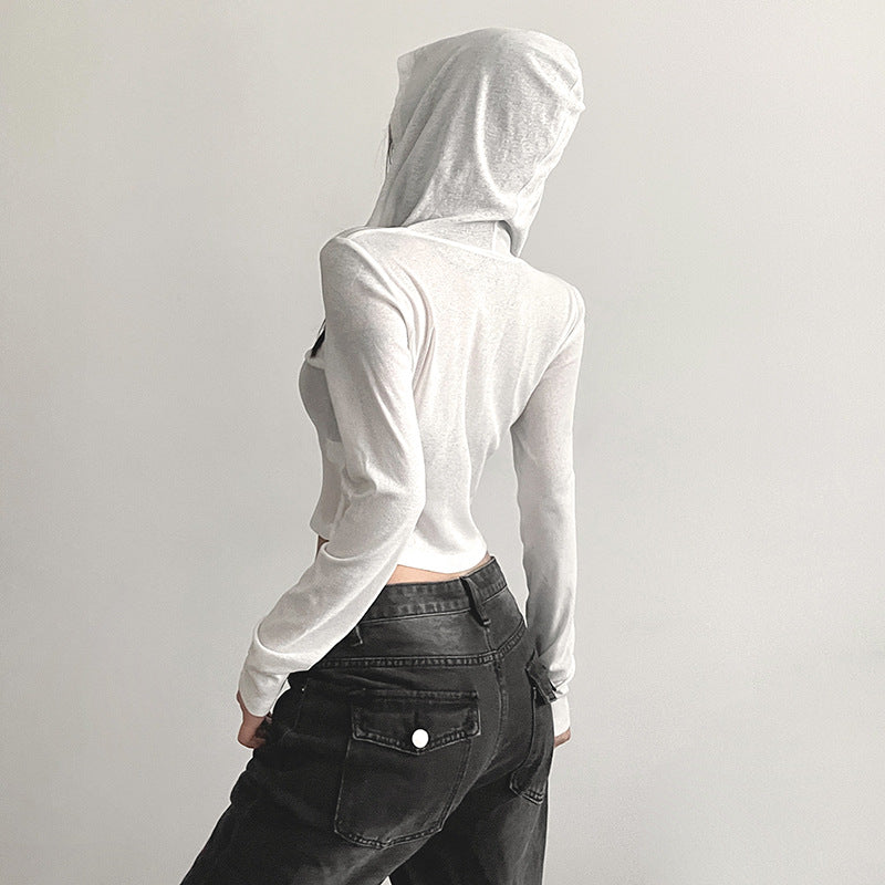 White Hooded Crop Top