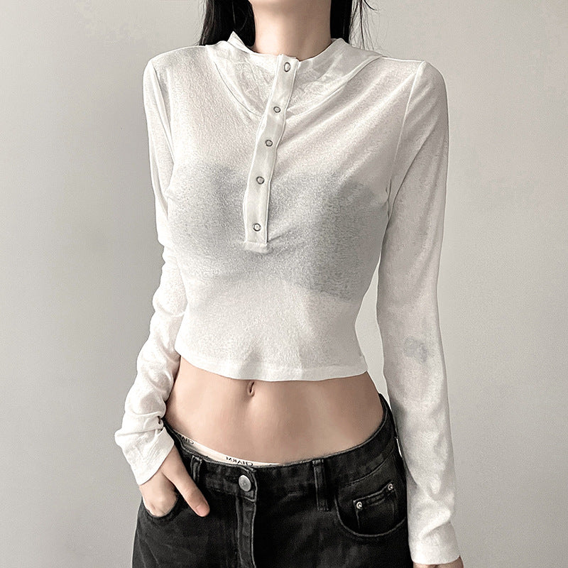 White Hooded Crop Top