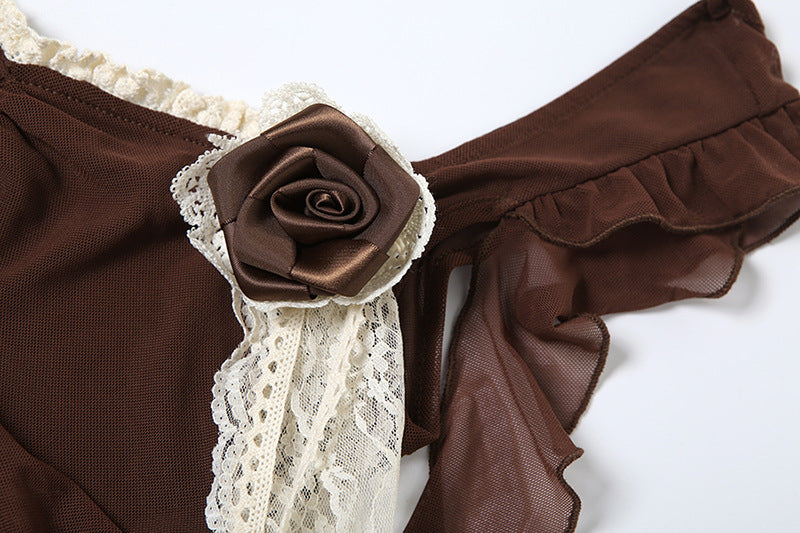 Square Neck Ruffles Sheer Top