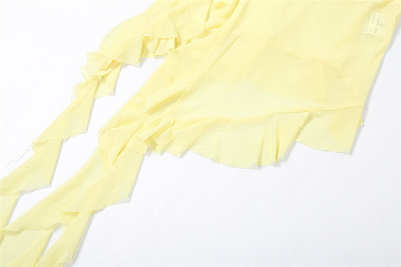 V-Neck Solid Ruffles Top