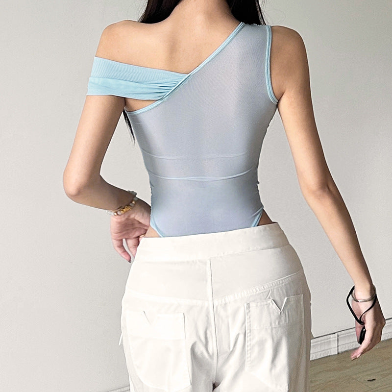 Women One Shoulder Crop Top