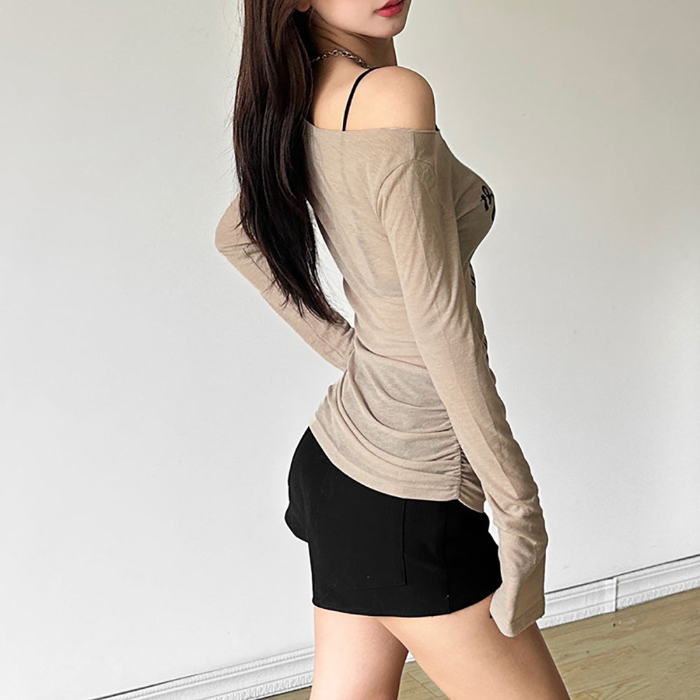 Women Off-shoulder Typography Top