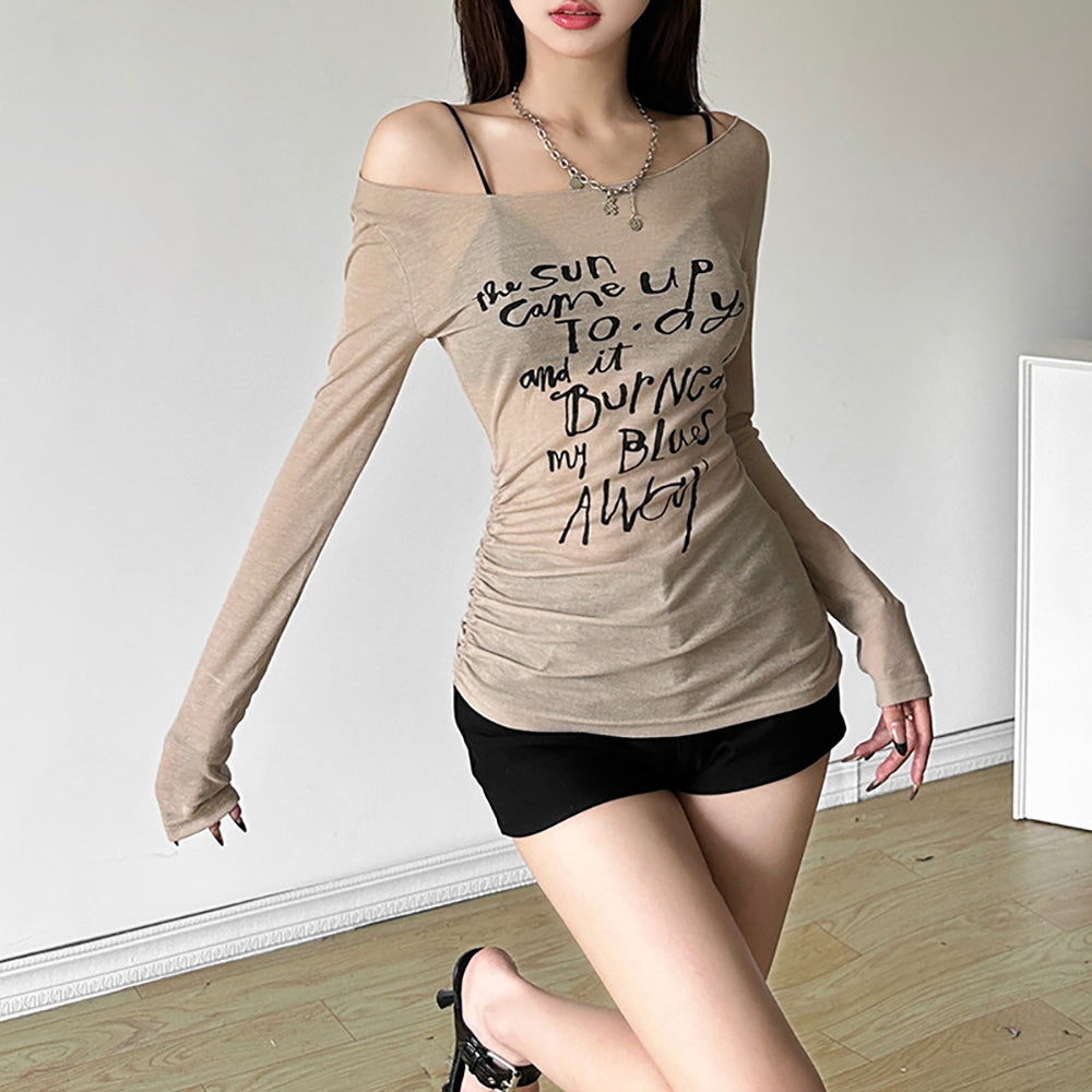 Women Off-shoulder Typography Top