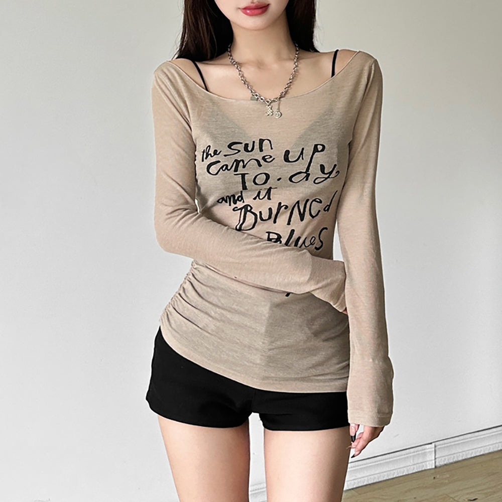 Women Off-shoulder Typography Top