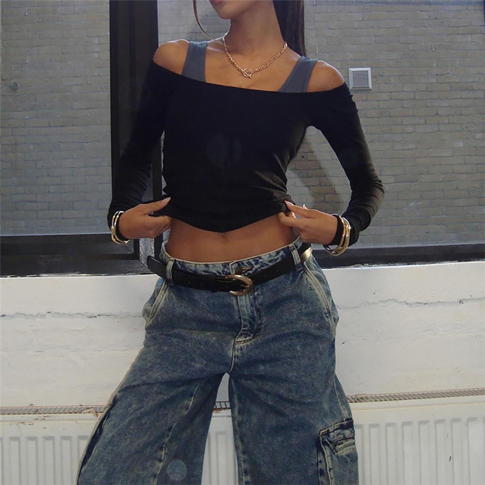 Women Cold-Shoulder Crop Top