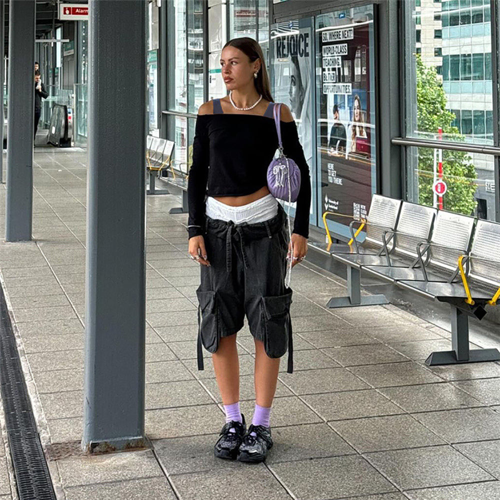 Women Cold-Shoulder Crop Top