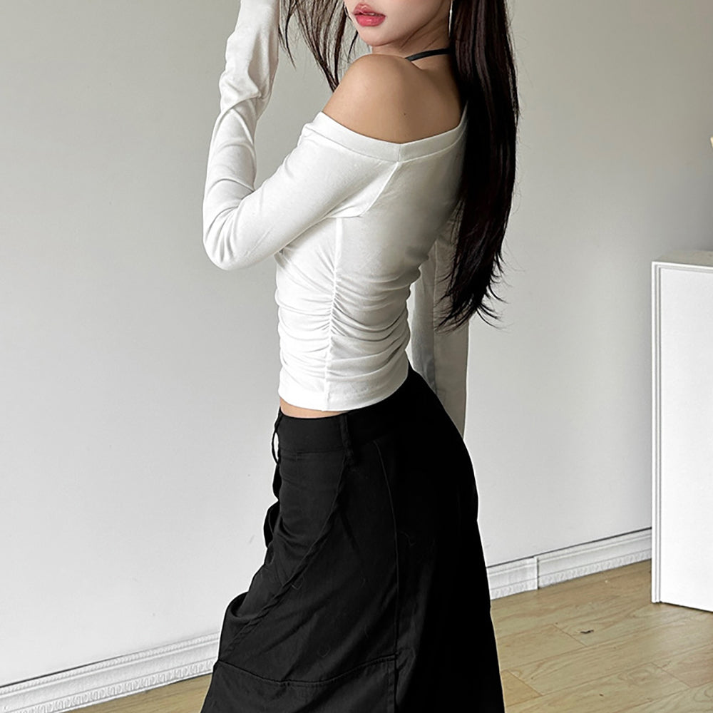 Typography Printed One Shoulder Cotton Top