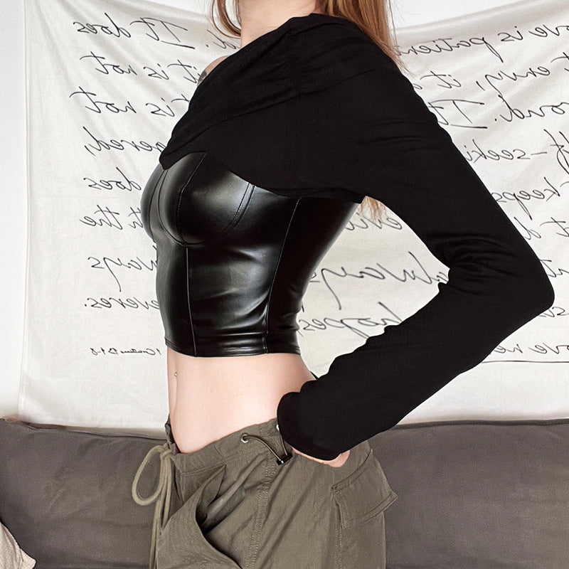 Black Off Shoulder Corset Crop Top