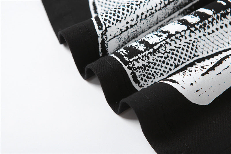 Black & White Printed Fitted Cotton Top
