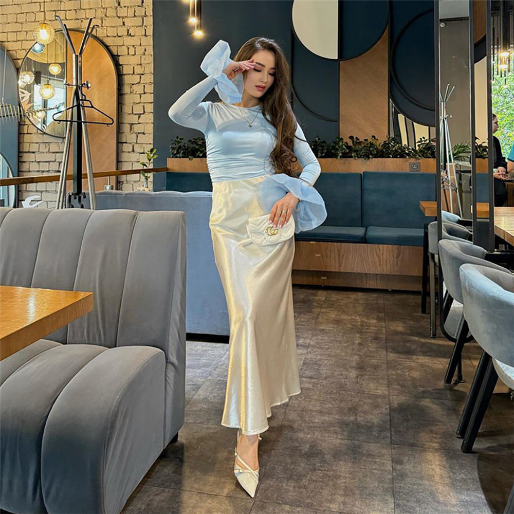 Women Bell Sleeves Fitted Top
