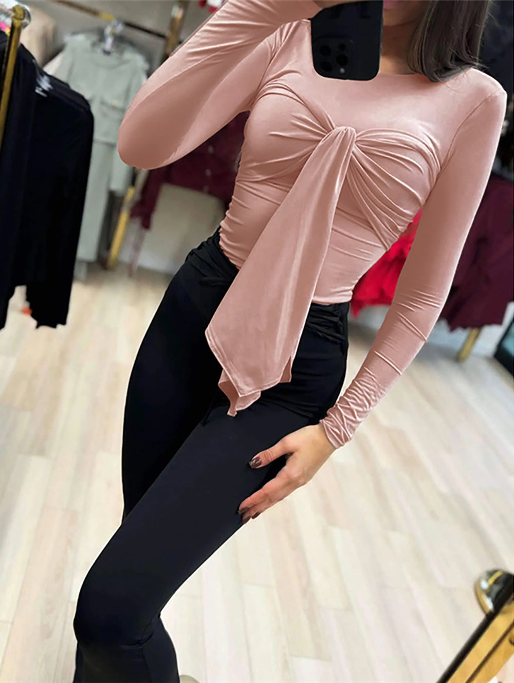 Women Extended Sleeves Fitted Top
