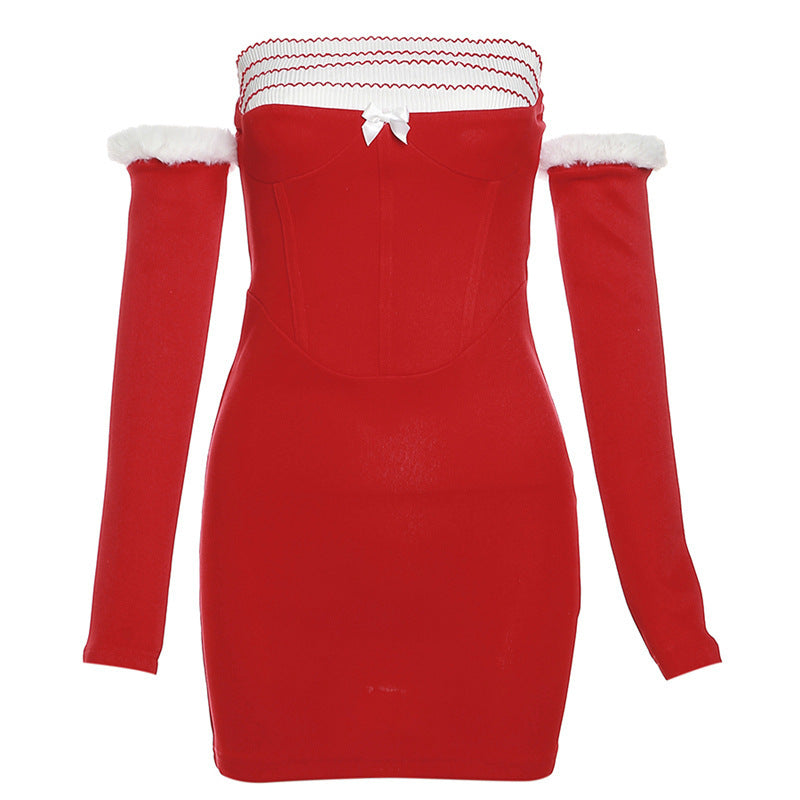 Red Off-Shoulder Bodycon Mini Dress