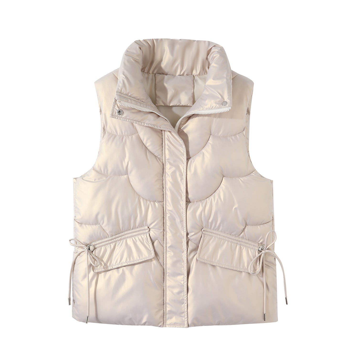Cream Coloured Shawl Collar Puffer Jacket