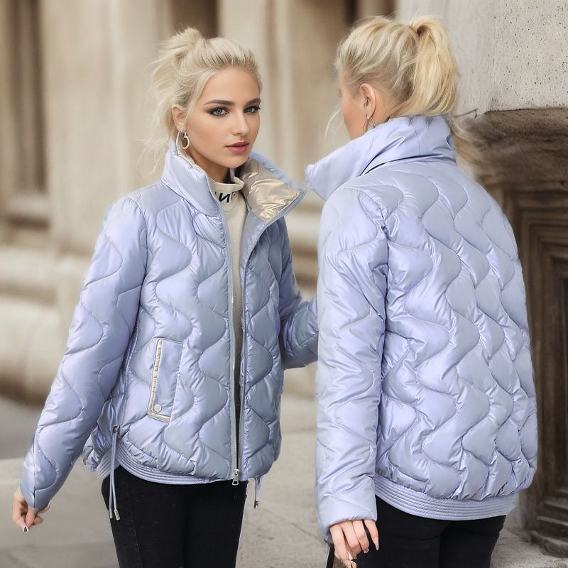 Blue Insulator Mock Collar Padded Jacket