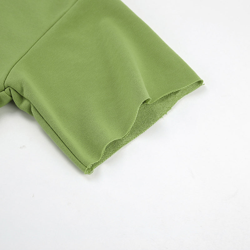 Green Round Neck T-shirt and Shorts Set