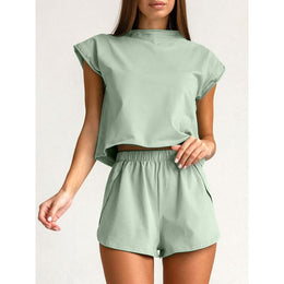 Green Extended Sleeves Top & Shorts