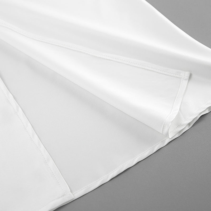 White High-Rise A-Line Maxi Skirt