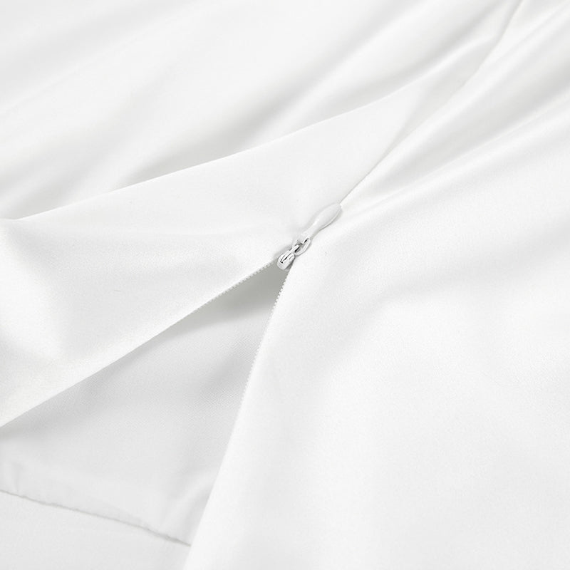 White High-Rise A-Line Maxi Skirt